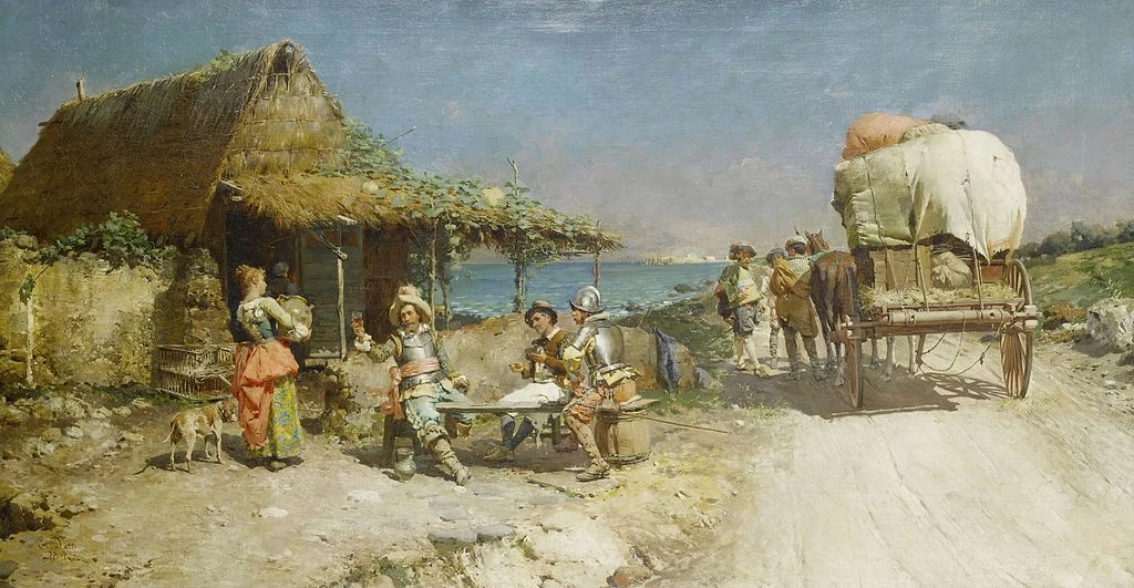 Cesare Detti - Rinfreschi in una locanda lungo la strada